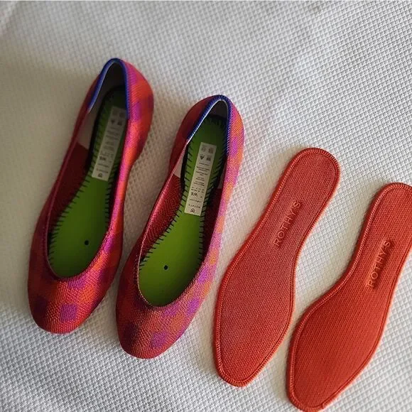 Rothy's Red and Purple Flats & Loafers with Classic Design pomegranate gingham - Picture 9 of 14